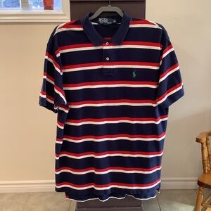 Polo by Ralph Lauren Striped Polo Shirt Navy Red White Cotton XL Y2K Preppy